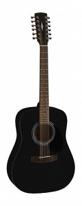 LD001-12-BKS Акустическая 12-струнная гитара, дредноут, цвет черный матовый, Lutner