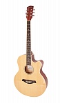 F521-N Акустическая гитара, с вырезом, цвет натуральный, Caraya