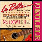 100W Uke-Pro Комплект струн для концертного и тенор укулеле, оплетка 4-ой струны, La Bella