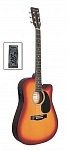 F631CEQ-BS Электро-акустическая гитара, с вырезом, санберст, Caraya