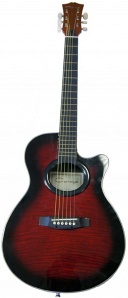 C836-TRDS Акустическая гитара, пластиковая задняя дека, красный санберст, Caraya