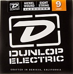 DEN0965 Комплект струн для 8-струнной электрогитары, никелированные, Light, 9-65, Dunlop